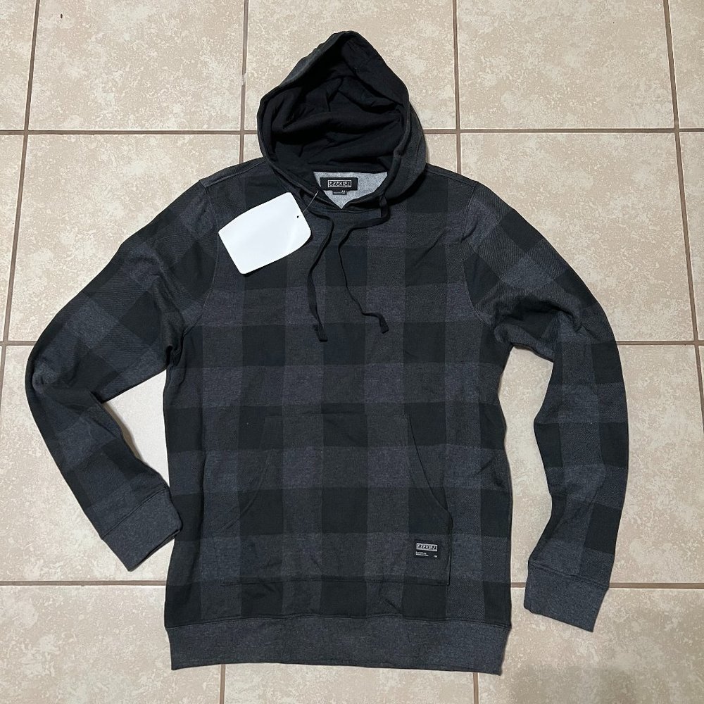 NEW - EZEKIEL Plaid Hoodie - BLK/GREY